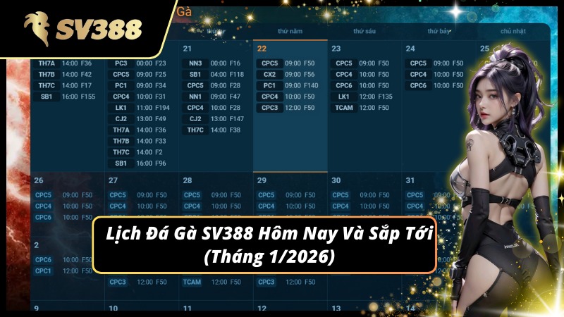 Lịch đá gà SV388 được cập nhật liên tục mỗi ngày